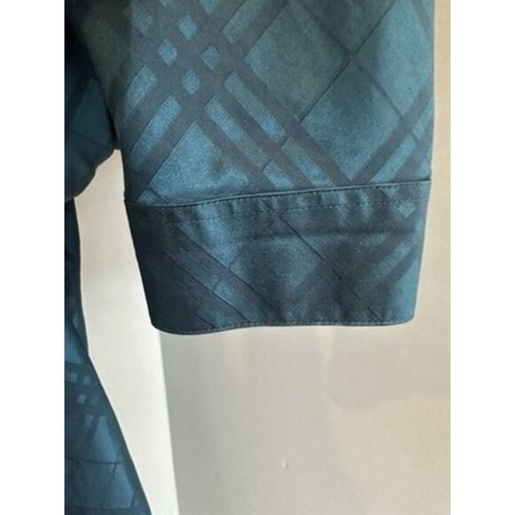 Coldwater Creek Shiny Formal Blouse Womens 2XL Teal Blue Light Texture Zip Front - Picture 7 of 9